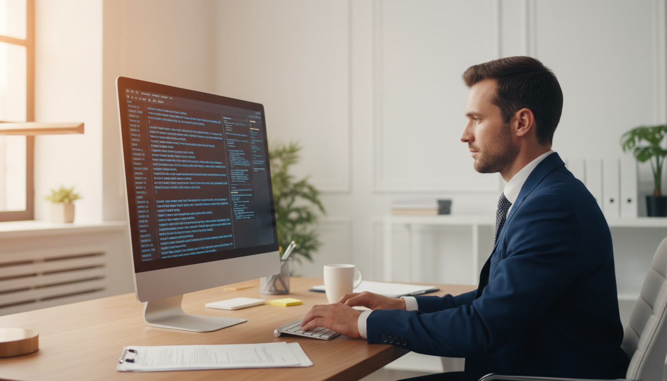 Mann im Anzug am Computer