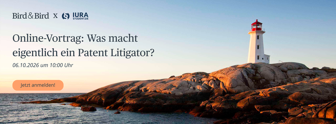 Online-Vortrag | Bird & Bird X iurastudent: Was macht eigentlich ein Patent Litigator? background picture