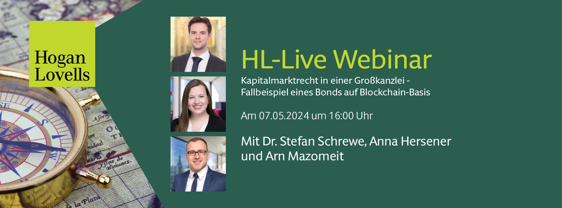 HL-Live Webinar: Kapitalmarktrecht in einer Großkanzlei - Fallbeispiel eines Bonds auf Blockchain-Basis  background picture