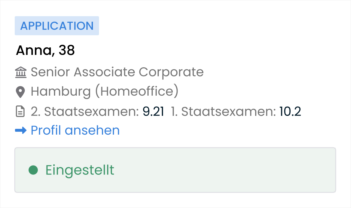 Screenshot aus Talent Rocket mit einem eingestellten Talenteprofil.