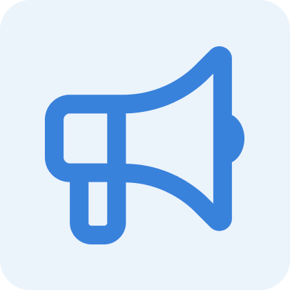 Informatives Icon mit einem Megafon