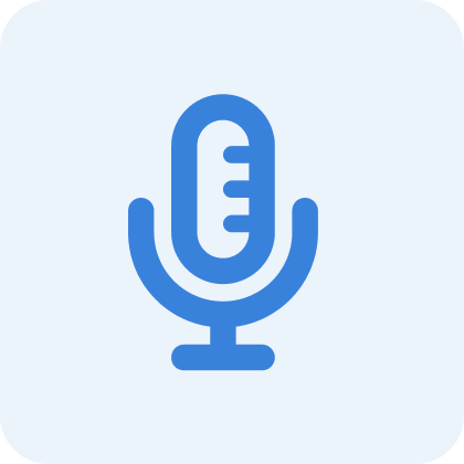 Informatives Icon mit Mikrofon.