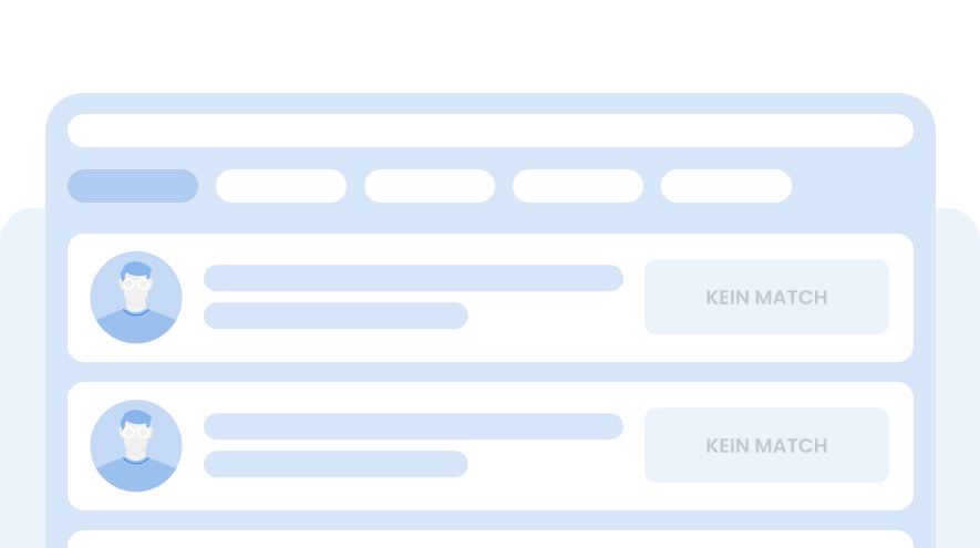 Abstrakte, informative Grafik mit verschiedenen Talentprofilen aus der Aktiven Suche Übersicht von Talent Rocket.