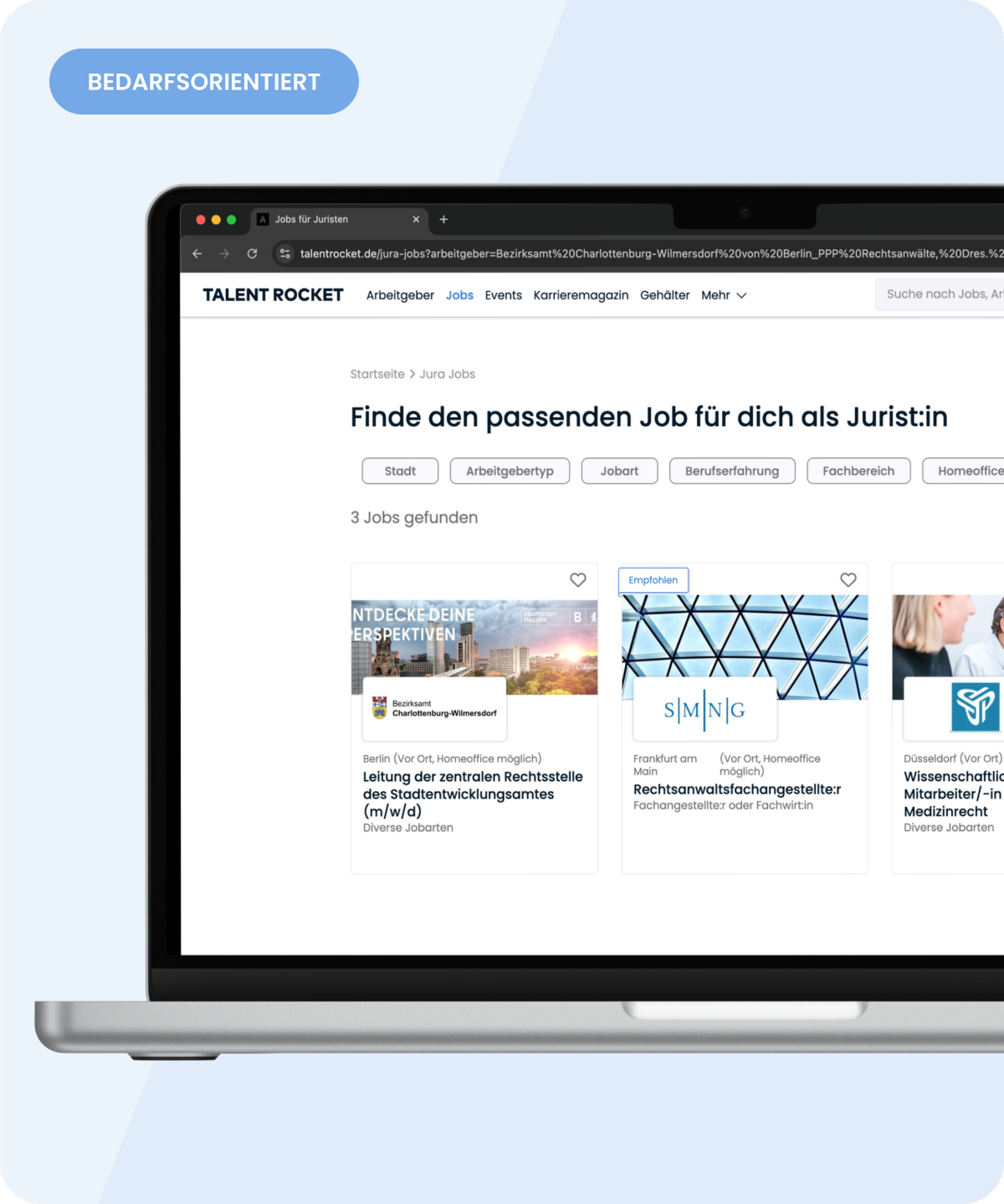 Informative Grafik mit einem Macbookausschnitt einer Stellenanzeige