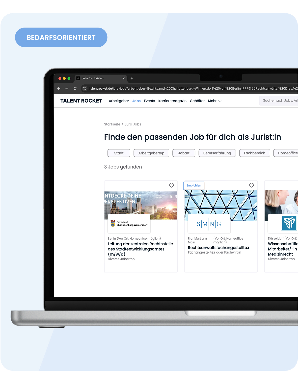Informative Grafik mit einem Macbookausschnitt einer Stellenanzeige