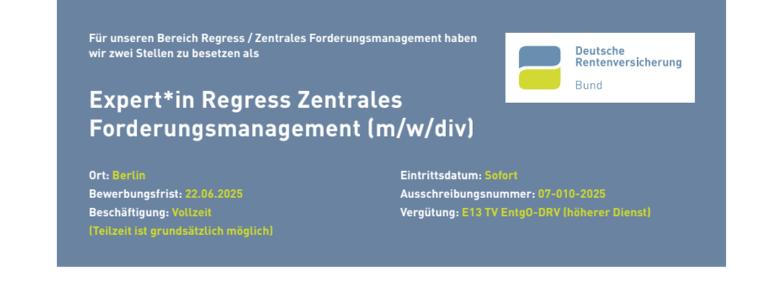 Expert*in Regress Zentrales Forderungsmanagement (m/w/div) background picture