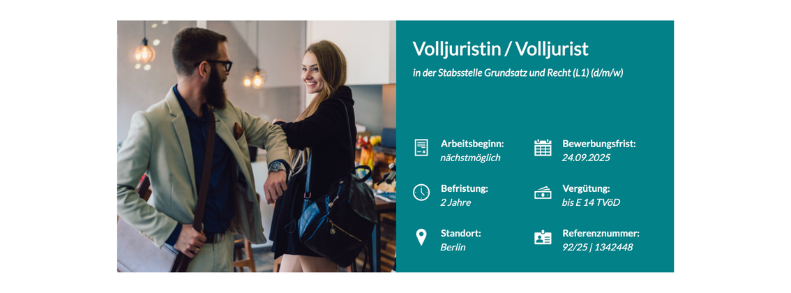 Volljuristin / Volljurist (d/m/w) Stabsstelle Grundsatz & Recht (L1) background picture