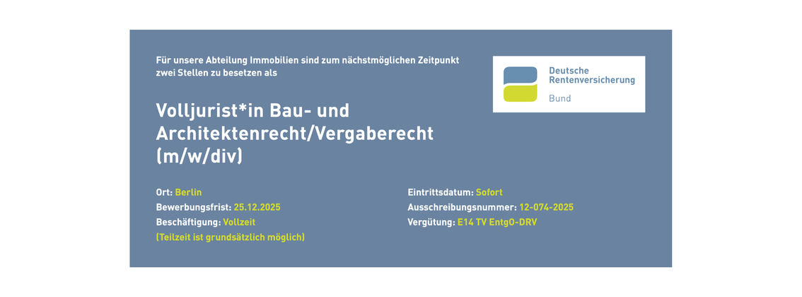 Volljurist*in Bau- & Architektenrecht/Vergaberecht (m/w/div) background picture