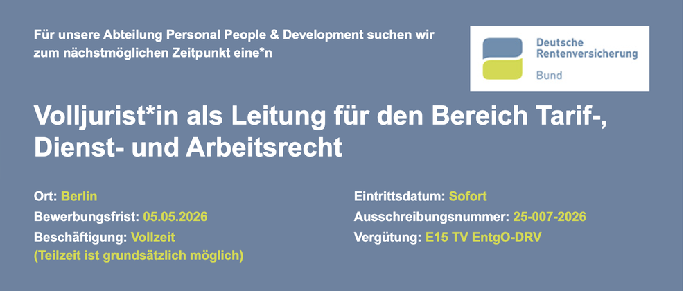 Volljurist*in als Leitung für den Bereich Tarif-, Dienst- und Arbeitsrecht background picture
